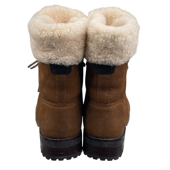 Ugg Women’s Fraser Brown Sheepskin Combat Boot Size US 6 - Picture 8 of 10